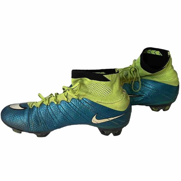 Nike Women’s Soccer Cleats 7.5 Mercurial Superfly Blue Lagoon Neon Volt *READ* - Picture 2 of 11